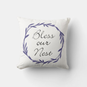 Bless Our Nest with Wreath Throw Pillow Kissen