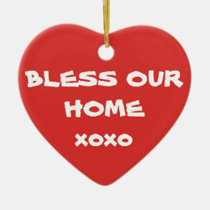 Bless Our Zuhause Simple Script Niedlich Weihnacht Keramik Ornament