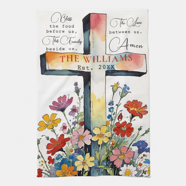 Bless The Food Before Us Prayer Geschirrtuch (Vertikal)