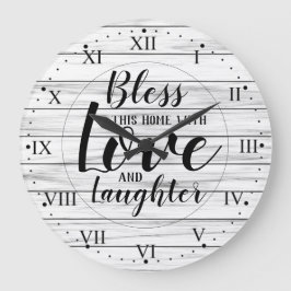 Bless this Home Quote Große Wanduhr