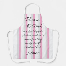Bless uns o Lord Pink Gray Print Schürze
