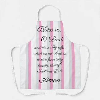 Bless uns o Lord Pink Gray Print Schürze