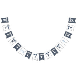 Bless unser kleines Mann Banner, Marine, Grau Wimpelkette