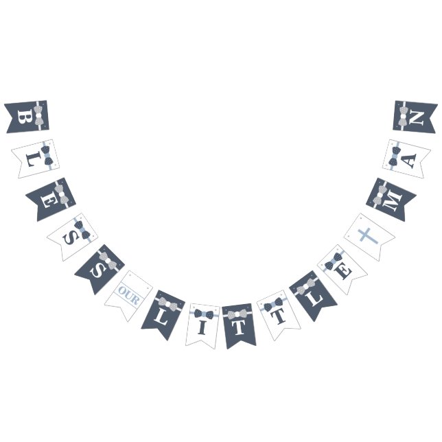 Bless unser kleines Mann Banner, Marine, Grau Wimpelkette (Alle)