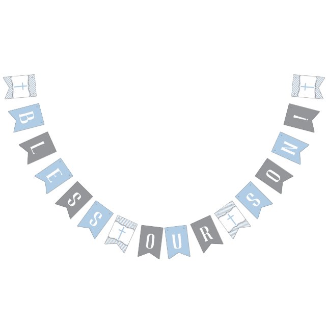 Bless unser Son Banner, Baby Blue, Grau Wimpelkette (Alle)
