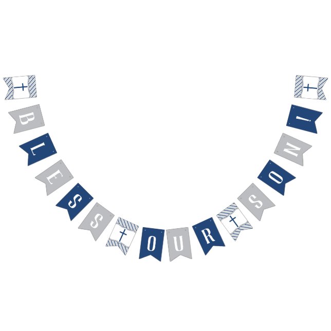 Bless unser Son Banner, Navy Blue, Grau Wimpelkette (Alle)