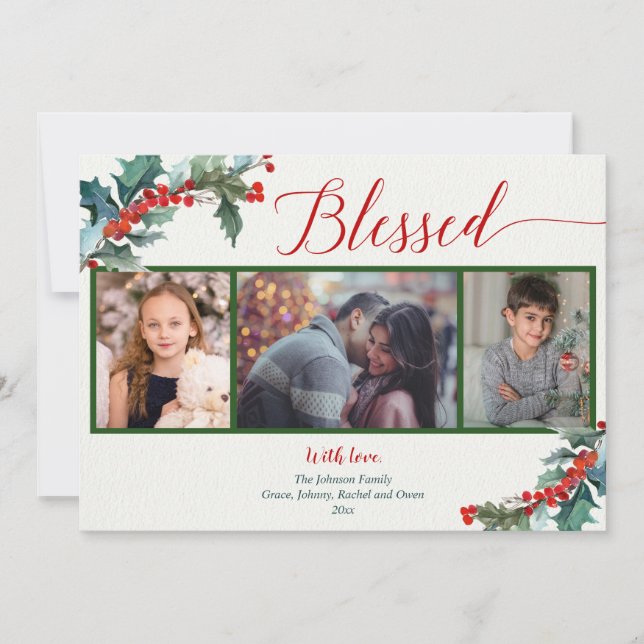 Blessé aquarelle houlies baies 3 carte photo (Devant)
