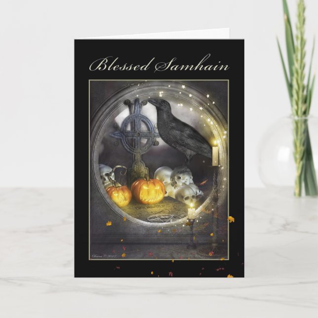 Blessé Samhain Mystical Raven Carte de voeux (Devant)