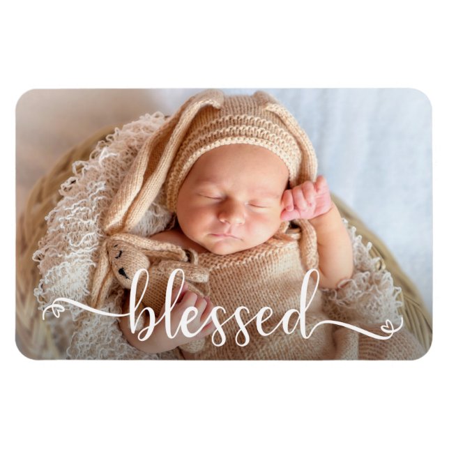 Blessé Script Baby Photo Magnet (Horizontal)