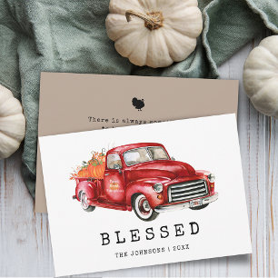 Blessé Thanksgiving Red Truck Citrouilles carte pl