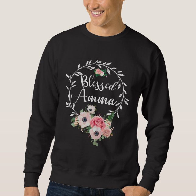 Blessed Amma  For Women Flower Decor Grandma Sweatshirt (Vorderseite)