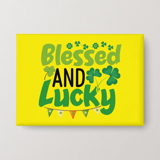 Blessed And Lucky St. Patrick’s Day Design-61103 Button (Vorderseite)