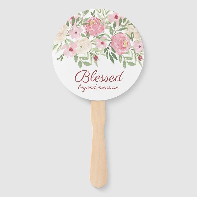 Blessed Beyond Measure Pink Floral  Fächer (Vorderseite)