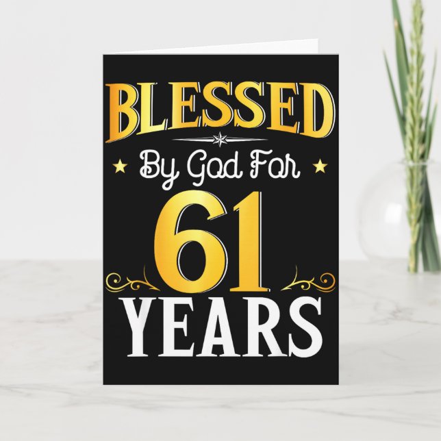 Blessed By God For 61 Years 61th Birthday Men Wome Karte (Vorderseite)