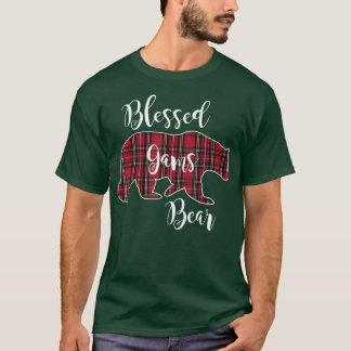 Blessed Gams Bear Red Tartan Plaid Grandma Gift  T-Shirt