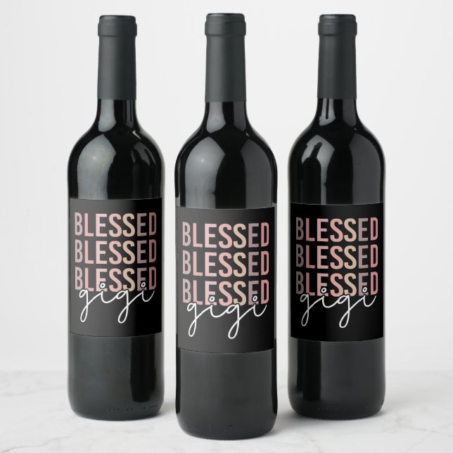 Blessed Gigi | Gifts for Gigi Grandma Weinetikett (Flaschen)