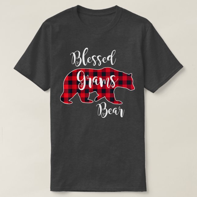 Blessed Grams Bear Red Buffalo Check Plaid Fun Gra T-Shirt (Design vorne)