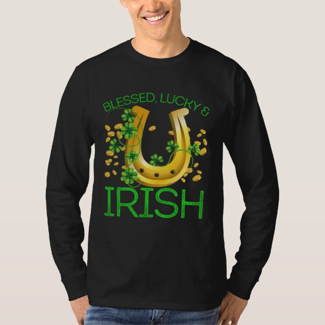 Blessed Lucky & Irish Men Women Kids Patricks Day  T-Shirt (Vorderseite)