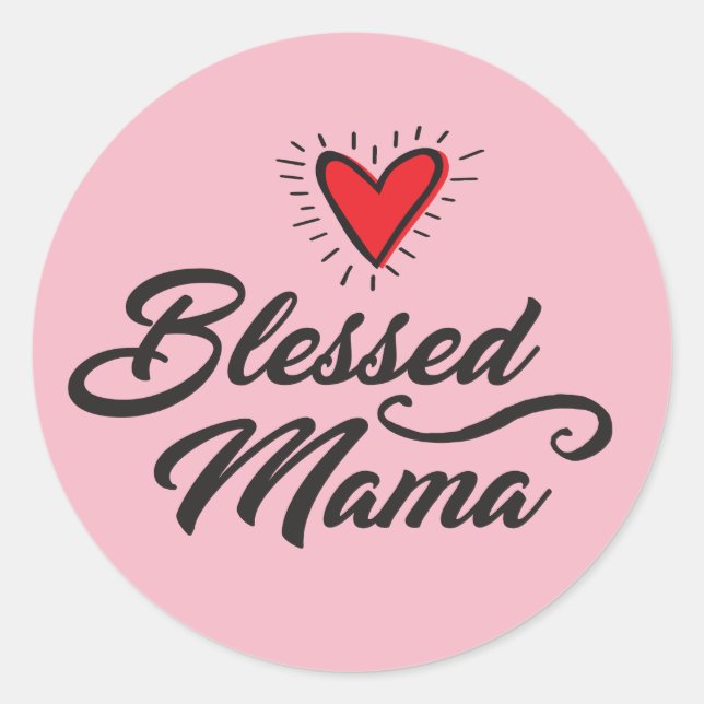 Blessed Mama - Sticker Rond Classique, Glossy, Lg. (Devant)
