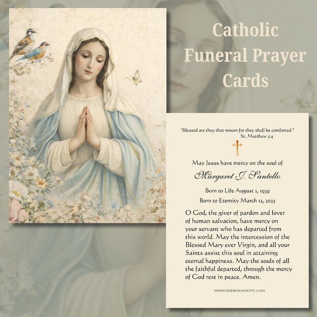 Blessed Mary Catholic Funeral Memorial Holy Card - Visitenkarte (Von Creator hochgeladen)