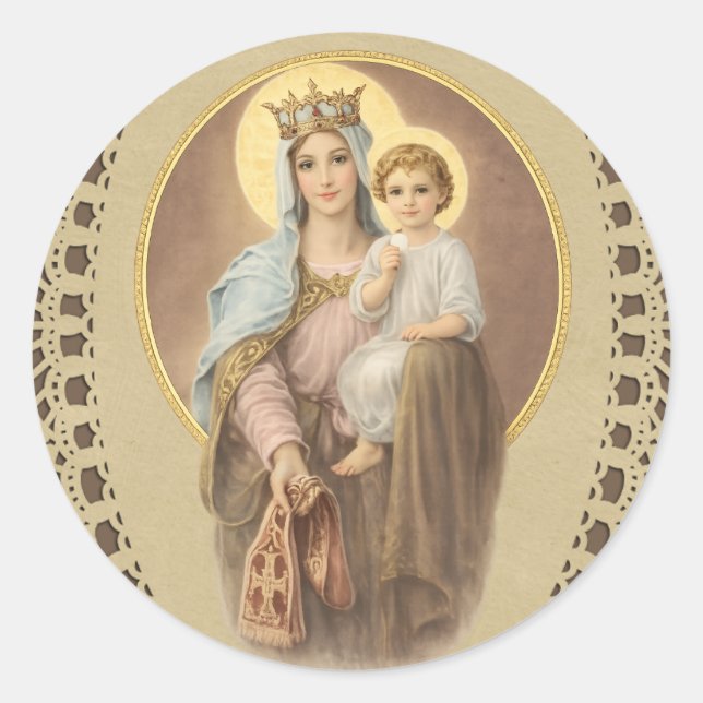 Blessed Mary Mother of Priests Jesus Eucharist Runder Aufkleber (Vorderseite)