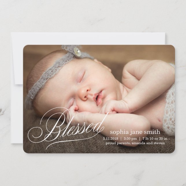 BLESSED Moderne Geburtshinweise Ankündigung (Vorderseite)