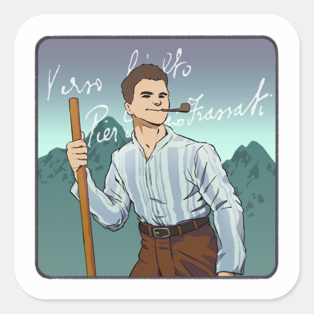 Blessed Pier Giorgio Frassati Quadratischer Aufkleber (Vorderseite)
