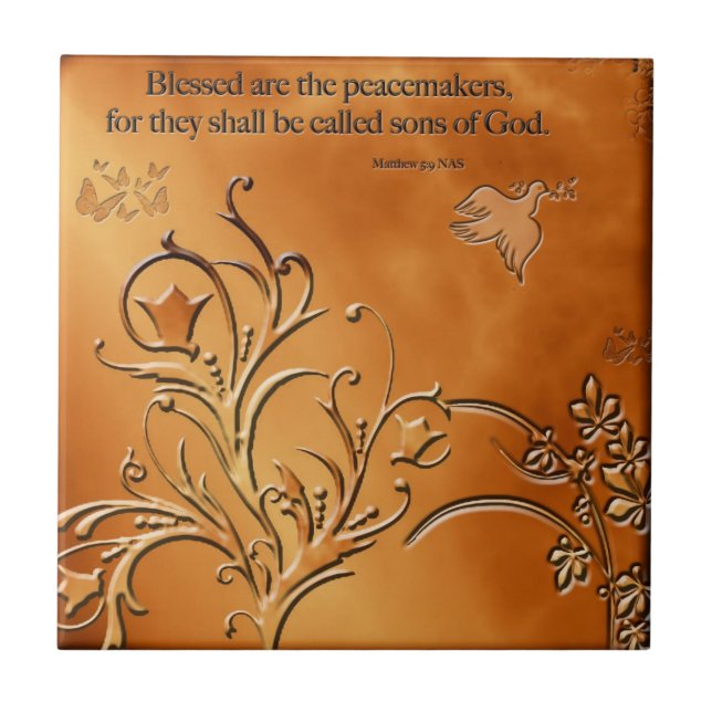 Blessed sind die Friedensstifter Fliese (Vorderseite)