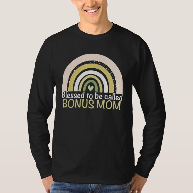 Blessed To Be Called Bonus Mom Boho Rainbow Cute M T-Shirt (Vorderseite)