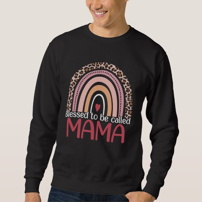 Blessed To Be Called Mama Rainbow Leopard Print Mo Sweatshirt (Vorderseite)