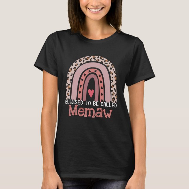 Blessed To Be Called Memaw Rainbow Leopard Mother  T-Shirt (Vorderseite)