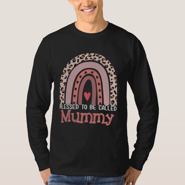 Blessed To Be Called Mummy Rainbow Leopard Mother  T-Shirt (Vorderseite)