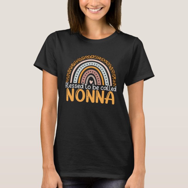 Blessed To Be Called Nonna Leopard Rainbow Best Mo T-Shirt (Vorderseite)