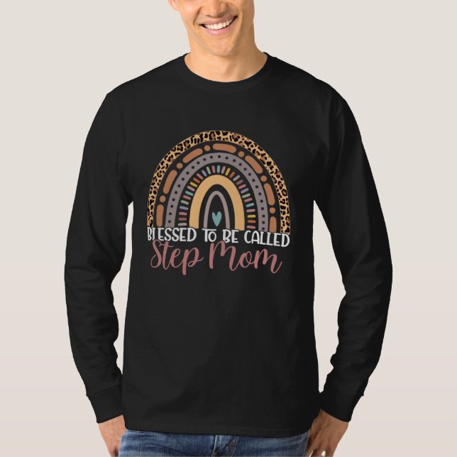 Blessed To Be Called Step Mom Rainbow Leopard Moth T-Shirt (Vorderseite)