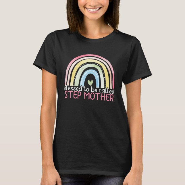 Blessed To Be Called Stepmother Rainbow Happy Moth T-Shirt (Vorderseite)