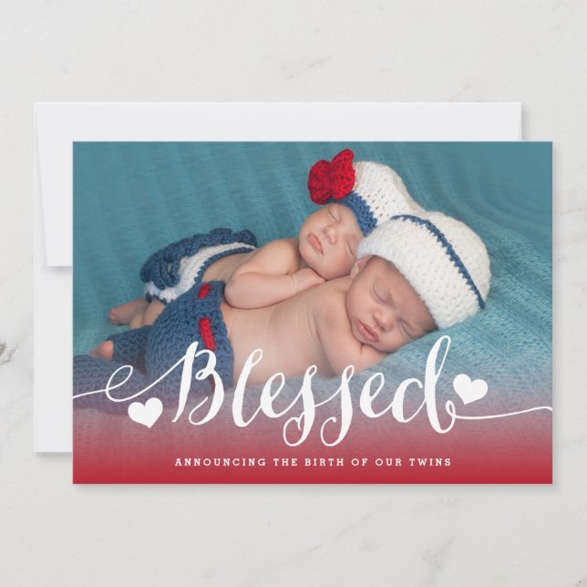 Blessed Twins | Faire-part de naissance Red Valent (Devant)