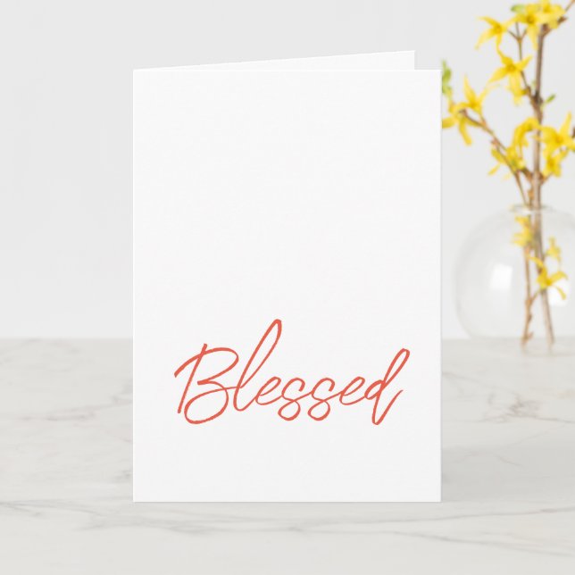 BLESSED Typografie Faith Orange Dankbarkeit Karte (Gelbe Blume)