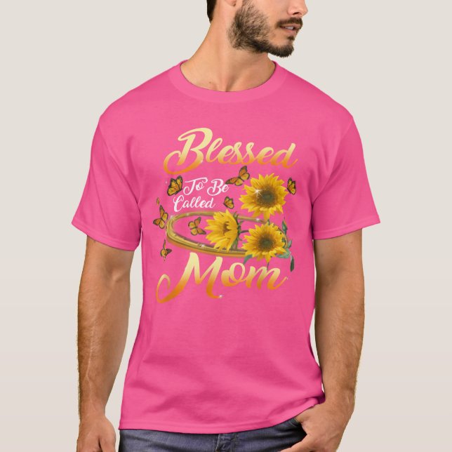 Blessedo wird Mama Sonnenblumenmütter Tagesfamilie T-Shirt (Vorderseite)