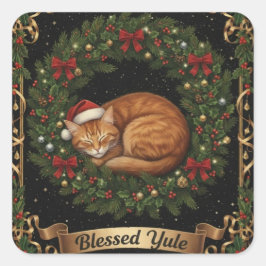 BlessedYuleCat Quadratischer Aufkleber