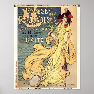 Blesses Espagnols Matinee Vintage französische Wer Poster