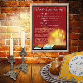 Blessing Lighting Candles Hebrew Englisch Fotodruck