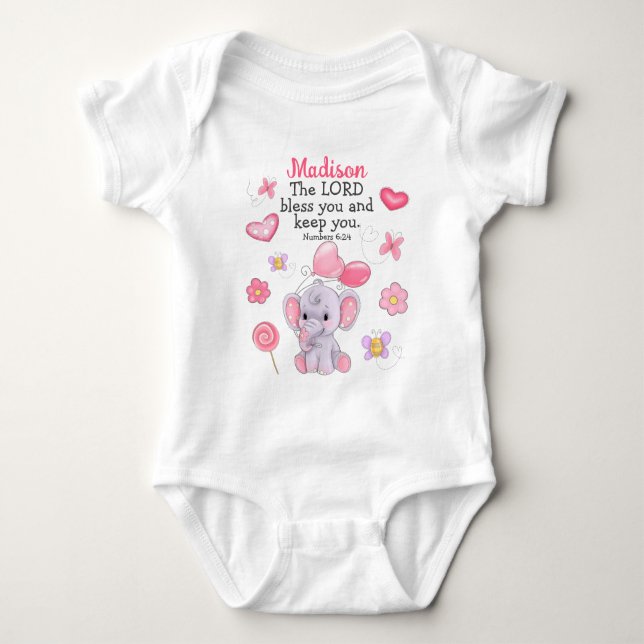 Blessing Scripting Baby Bodysuit Individuelle Name Strampler (Vorderseite)