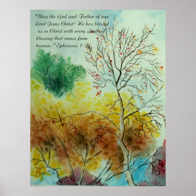Blessings Automne Aquarelle Poster (Devant)