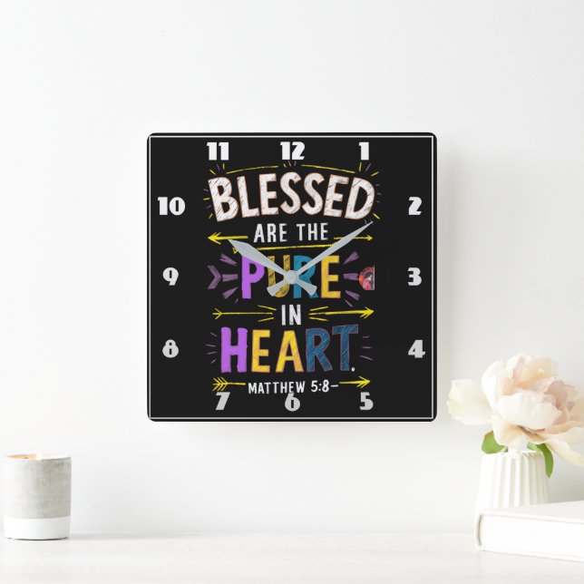 Blessings des reinen Herzens Quadratische Wanduhr (Zuhause)