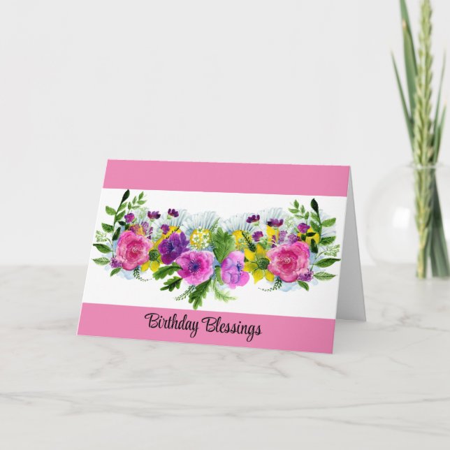 Blessures d'anniversaire Carte de voeux florale (Devant)