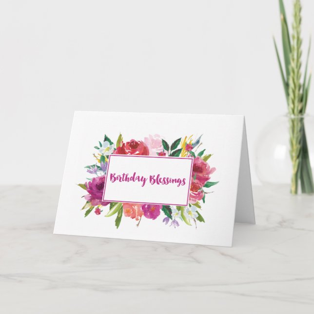 Blessures d'anniversaire Carte Fleurs d'aquarelle (Devant)
