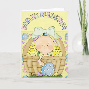 Blessures de Pâques Baby dans un panier Carte de v