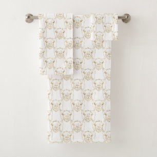 Blessures d'or mûre Llama Animal Blanc Motif