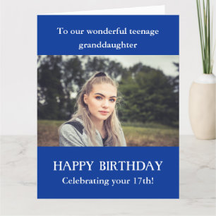 Bleu 17ème anniversaire Carte photo petit-fille ad