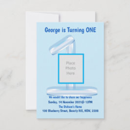 Bleu 1er anniversaire Invitation